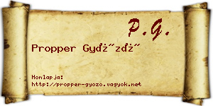 Propper Győző névjegykártya